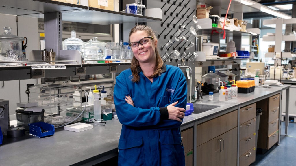 Leslie Schoop in a chemistry laboratory at Princeton University